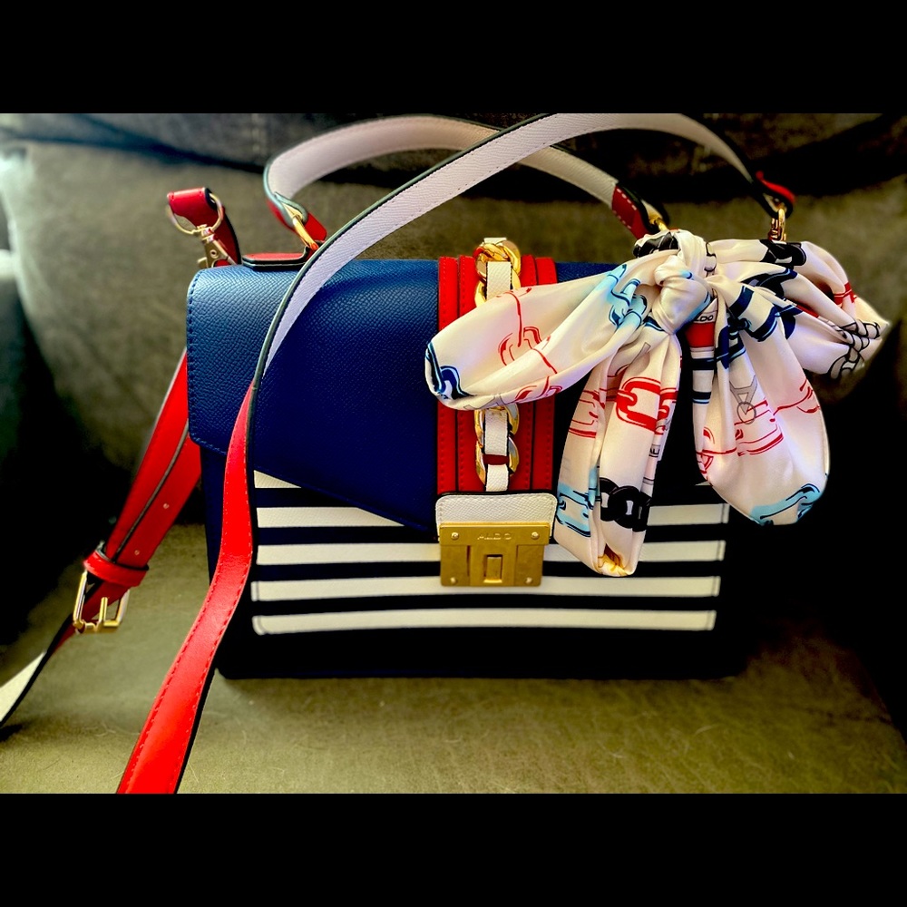 Aldo Red, White and Blue Handbag